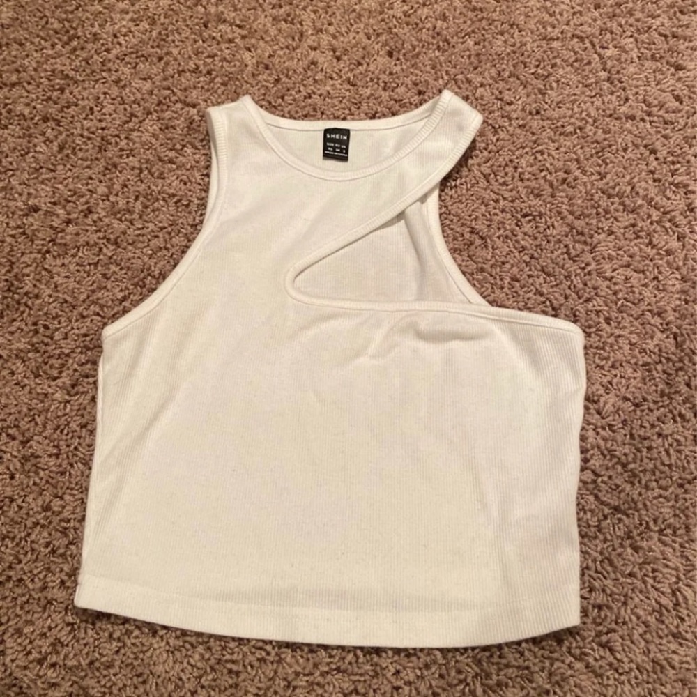 white cropped tank top